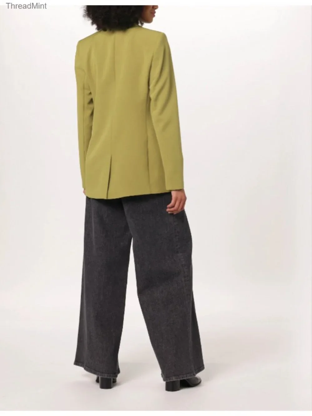 Women's Longline Linen Blazer Single Button Notched Collar